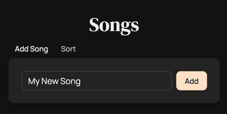 Songs list interface